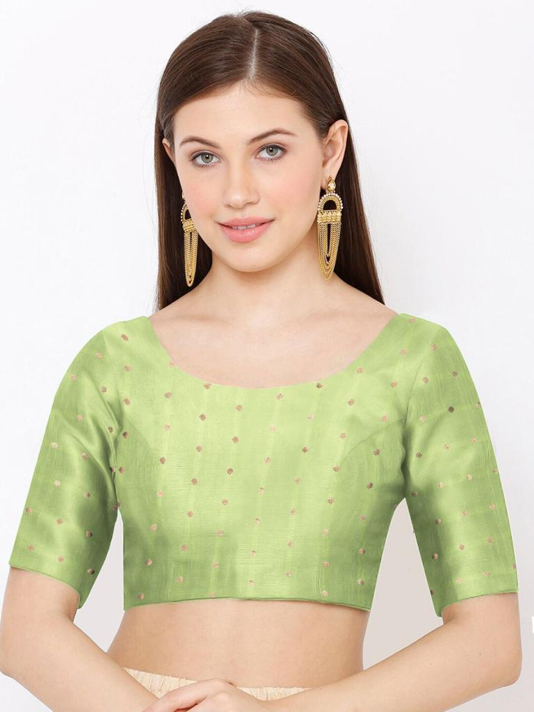 Most Trendy Pista Green Color Silk Readymade Blouse