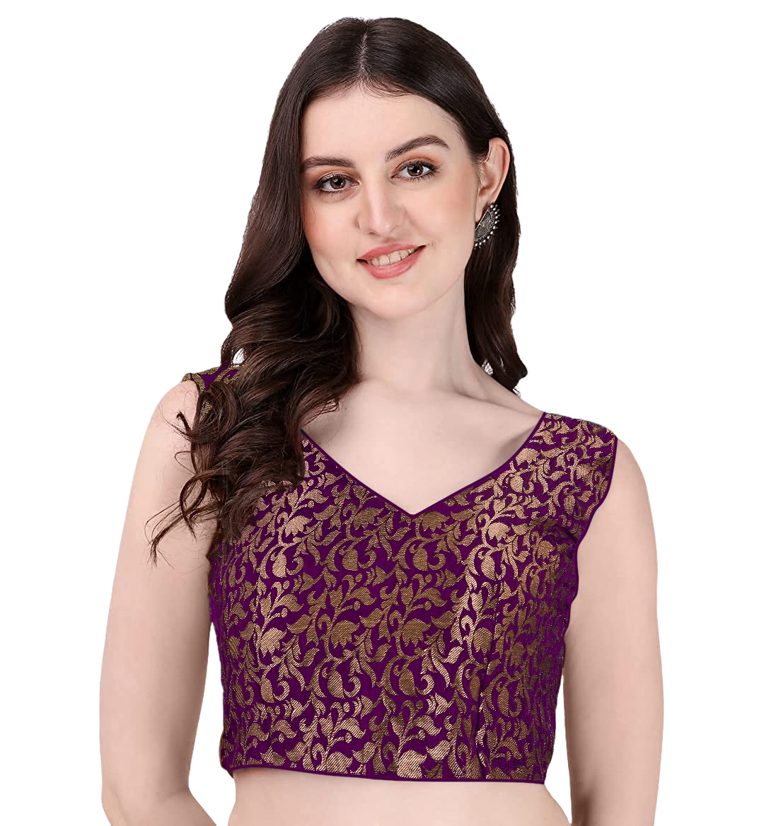 Tranding Purple Color Sleeveless Readymade Blouse