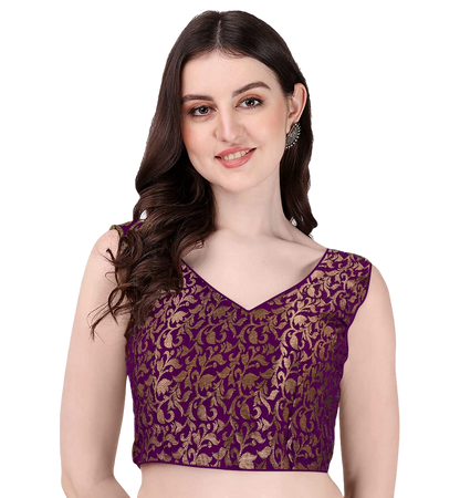 Tranding Purple Color Sleeveless Readymade Blouse