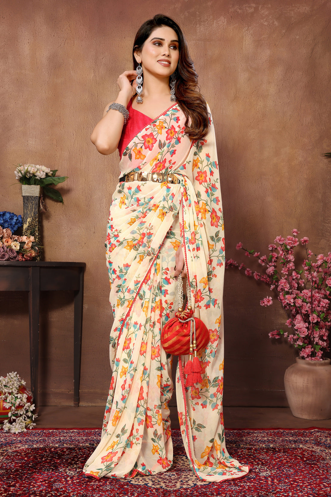 Printed Pure Georgette Ready To Wear Soft Saree