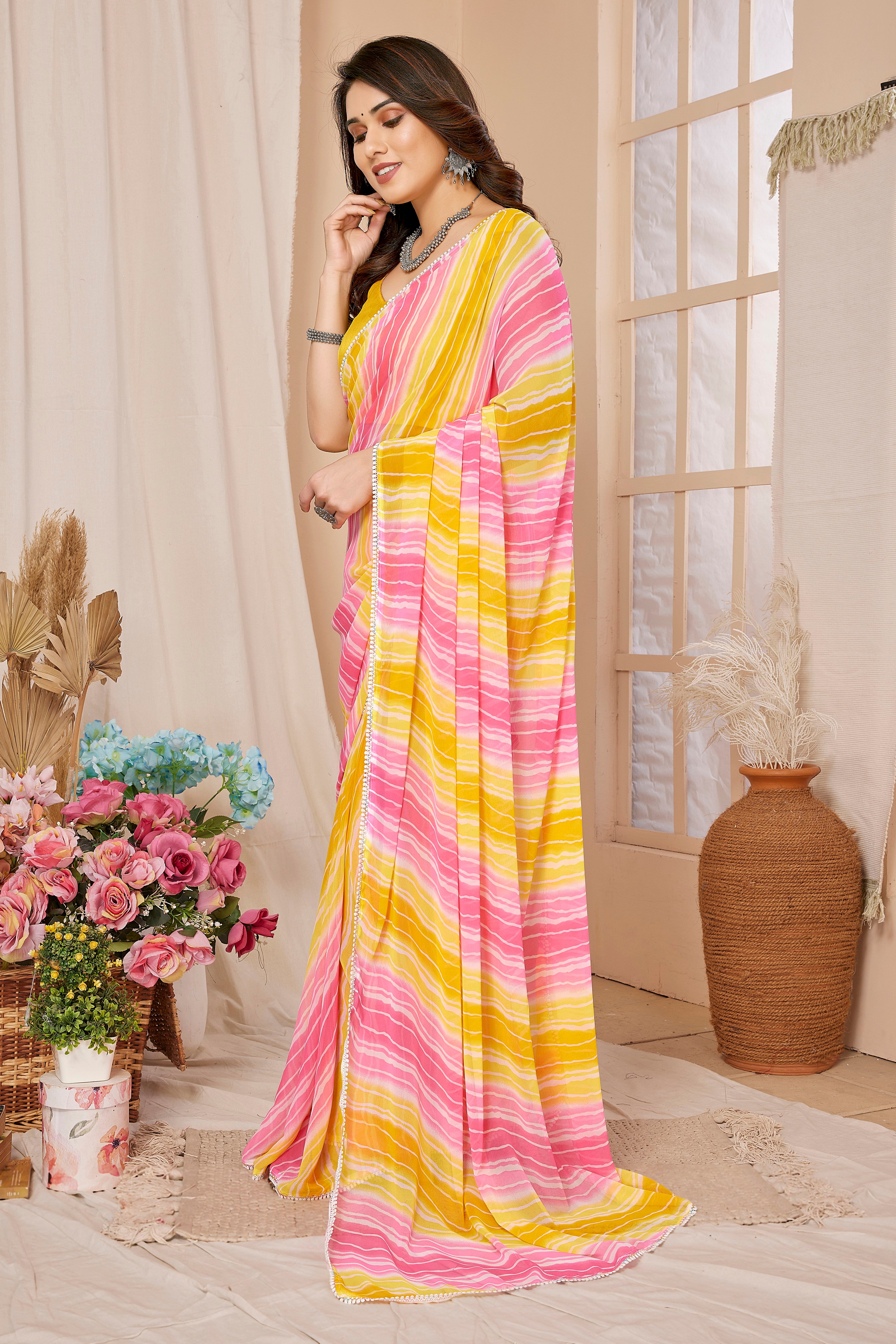 Pure Georgette Ready To Wear Printed Party Wear Saree