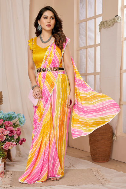 Pure Georgette Ready To Wear Printed Party Wear Saree