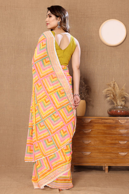 Premium Georgette Yellow Color Ready To Wear Saree