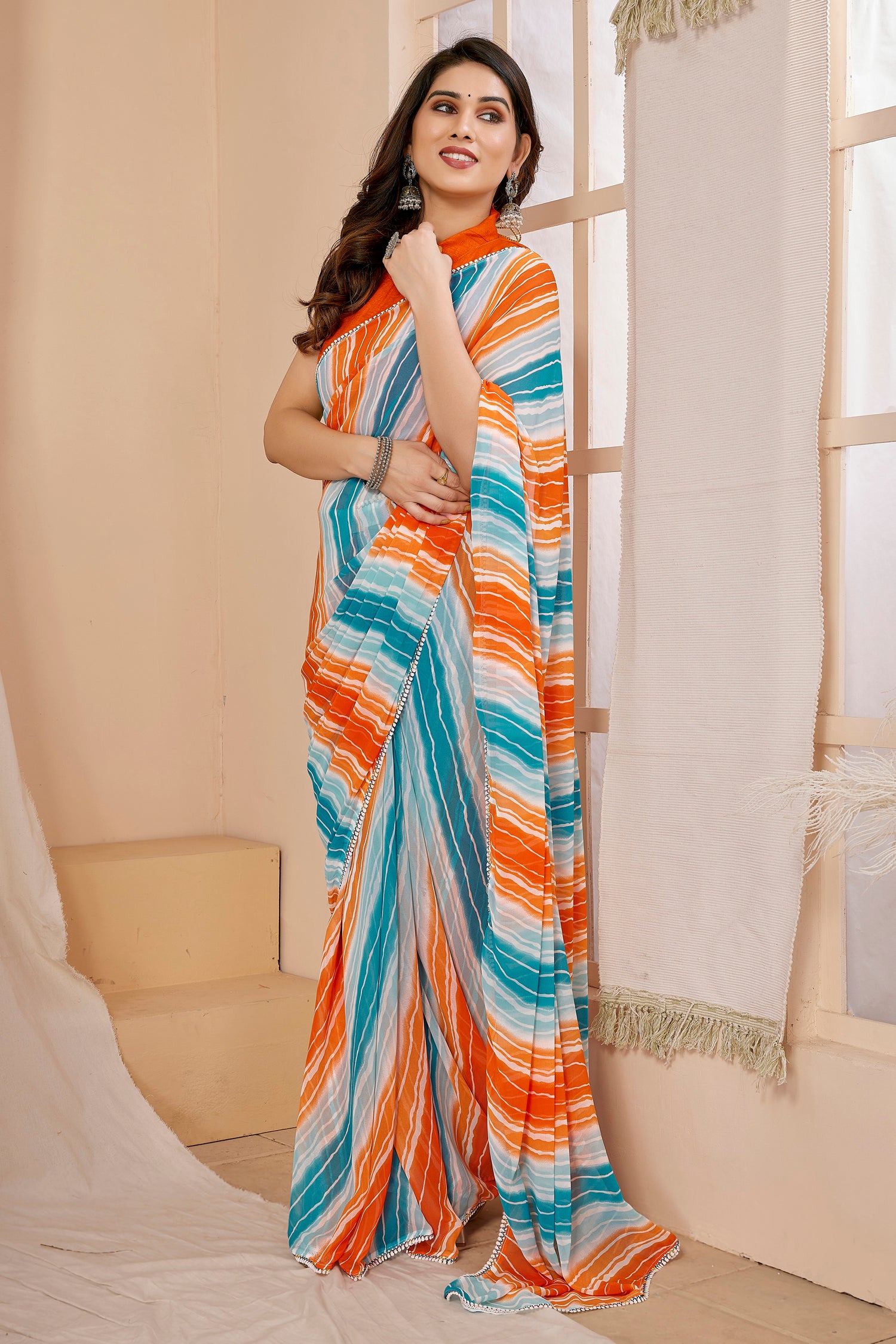 Pure Georgette Multi Color Printed Designer Saree