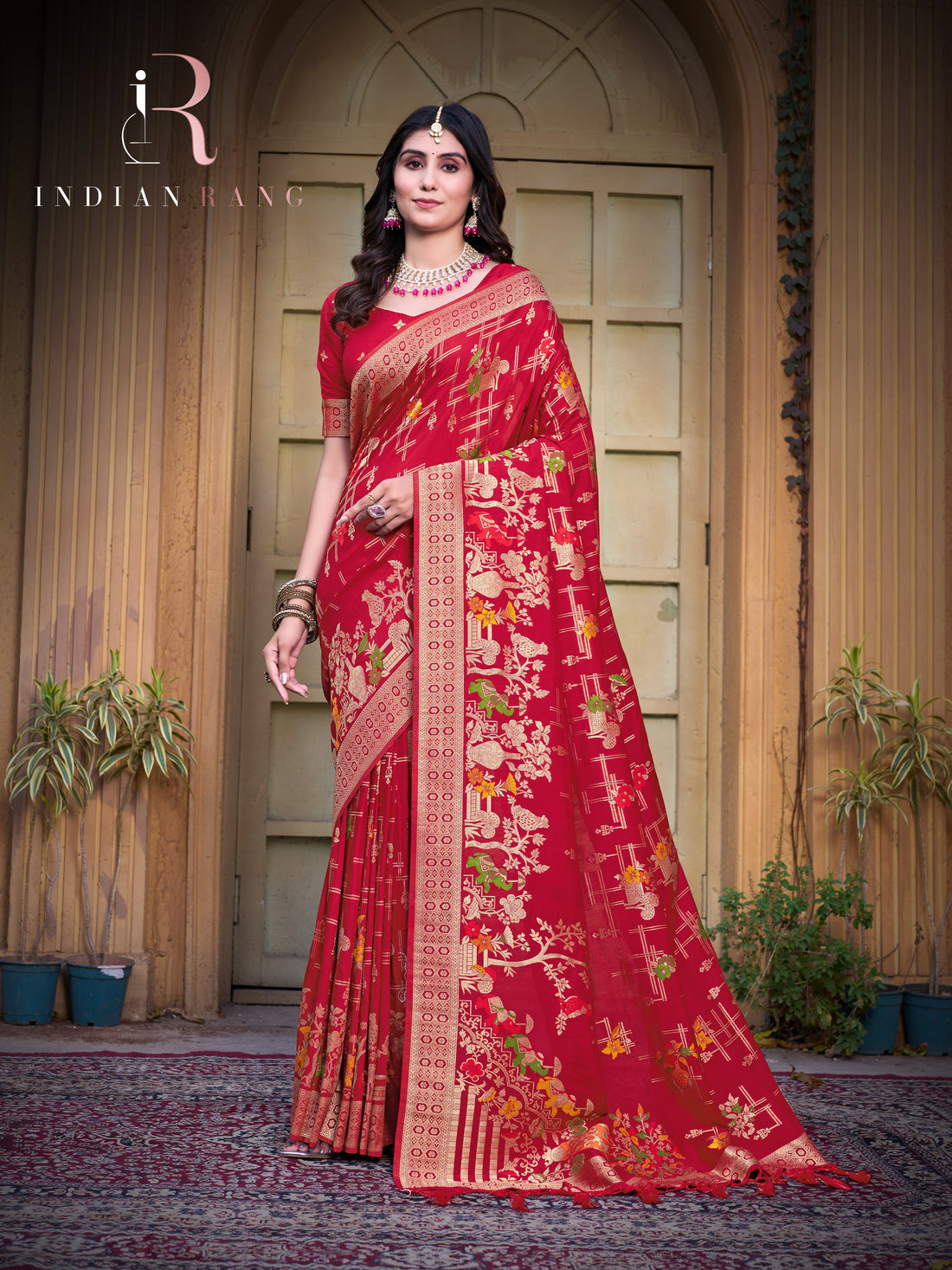 Stunning Red Color Pure Silk Fancy Saree