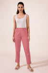 Mid-Rise Cropped Cotton Pant Trousers (Rose)