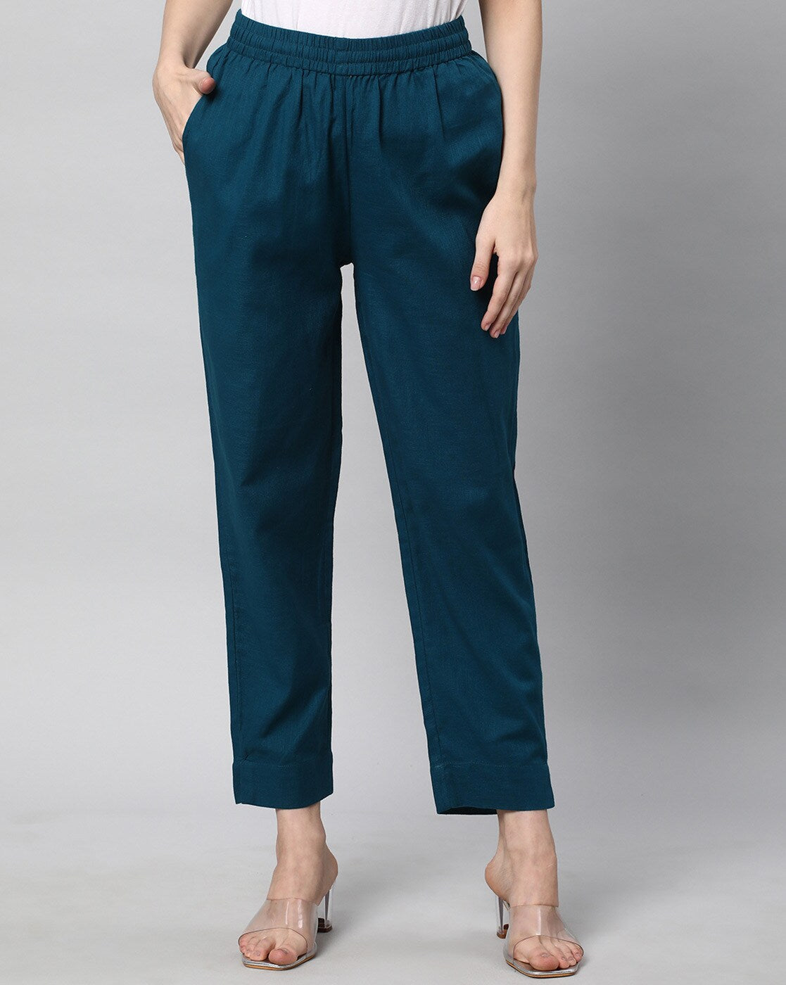 Relaxed Straight Leg Trousers ( Teal )