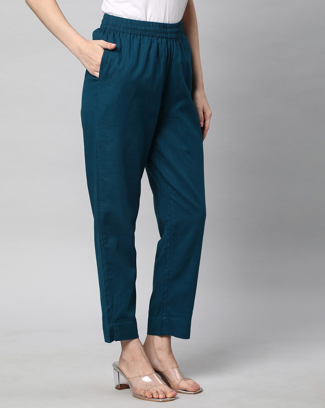 Relaxed Straight Leg Trousers ( Teal )