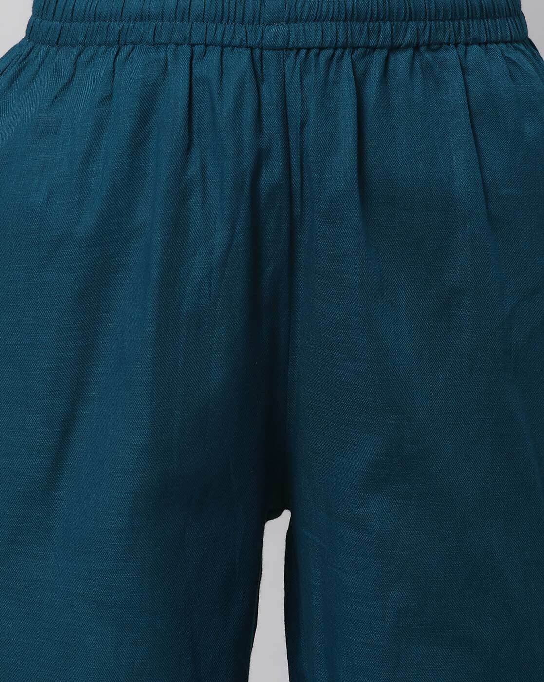 Relaxed Straight Leg Trousers ( Teal )