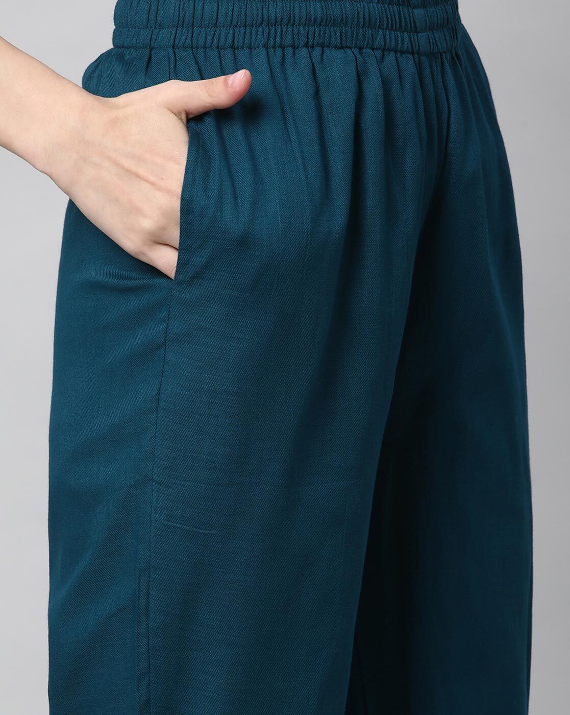 Relaxed Straight Leg Trousers ( Teal )