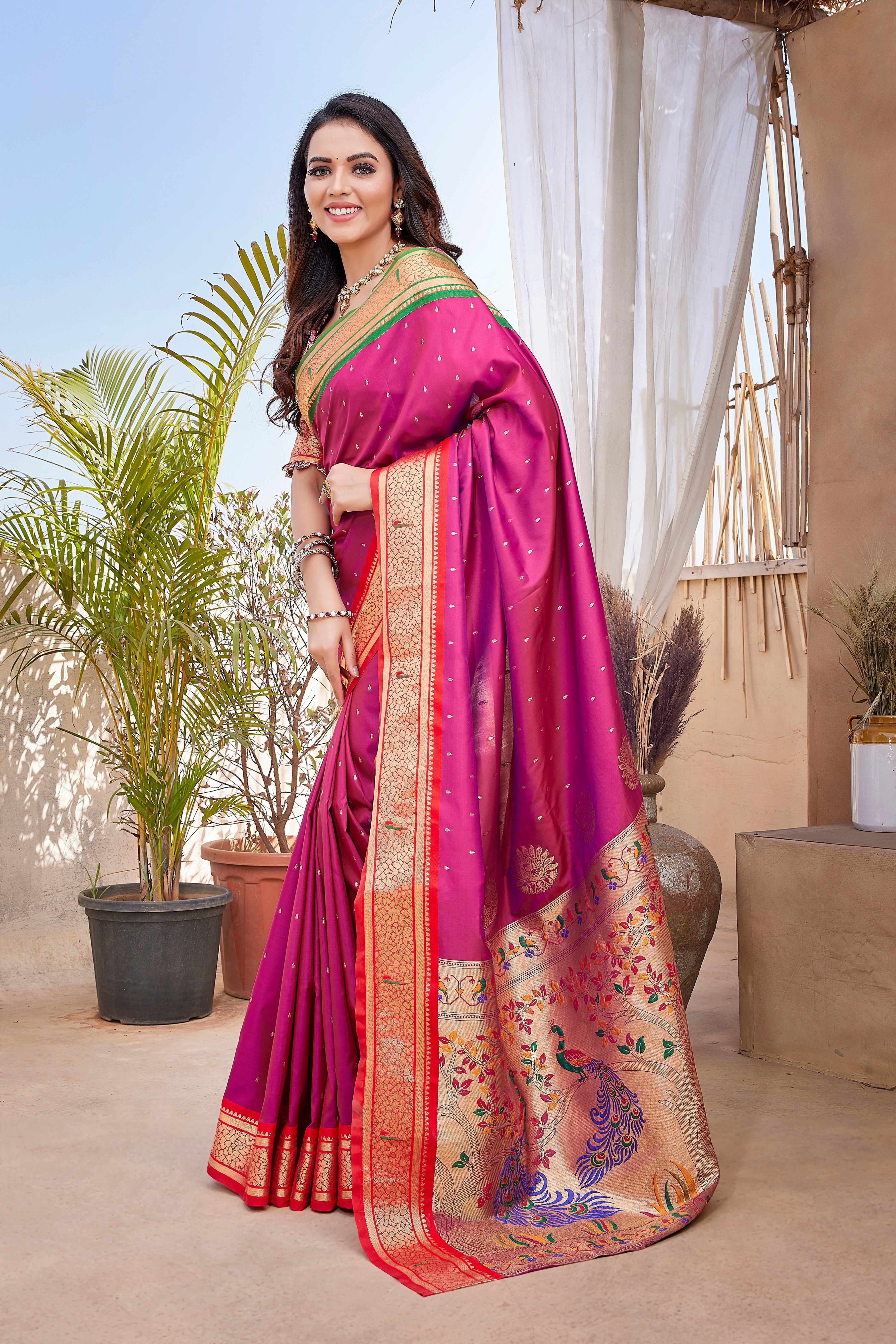 New Collection Pink Paithani Silk Saree