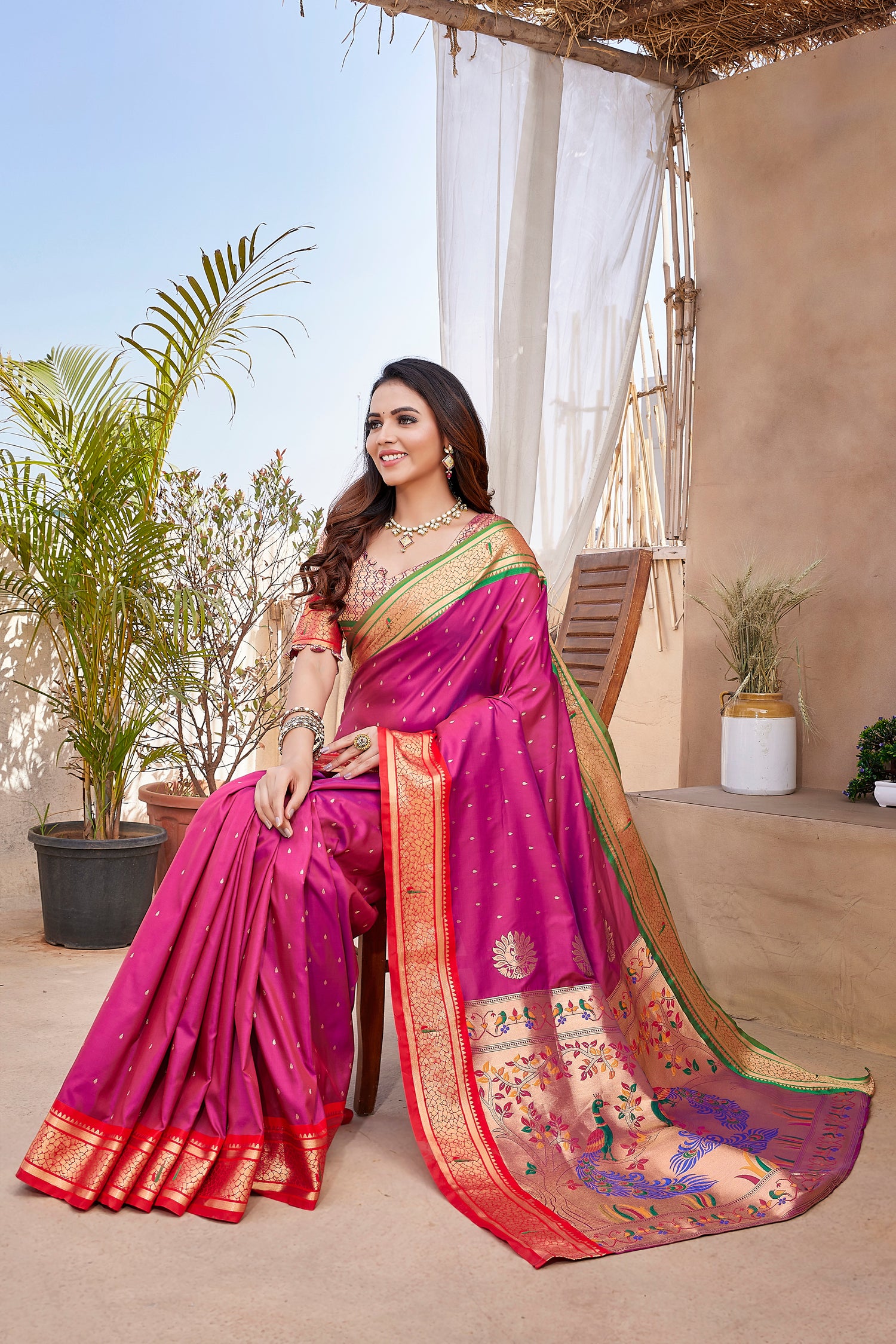 New Collection Pink Paithani Silk Saree