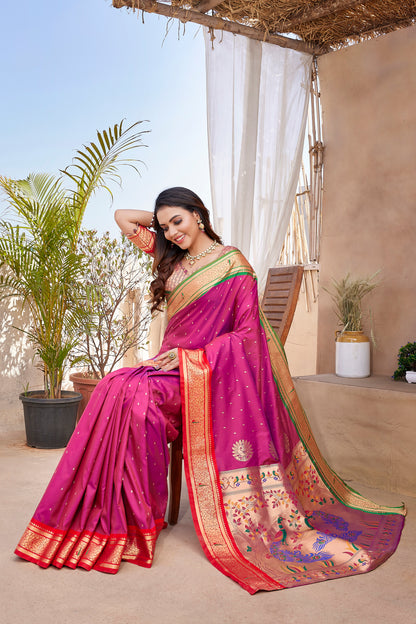 New Collection Pink Paithani Silk Saree