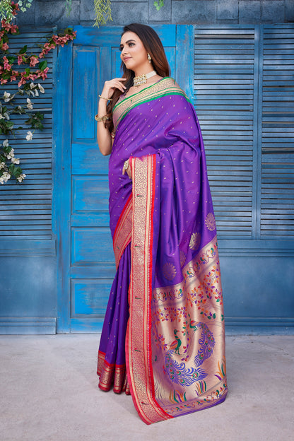 Paithani Silk Purple Color Latest Design Saree