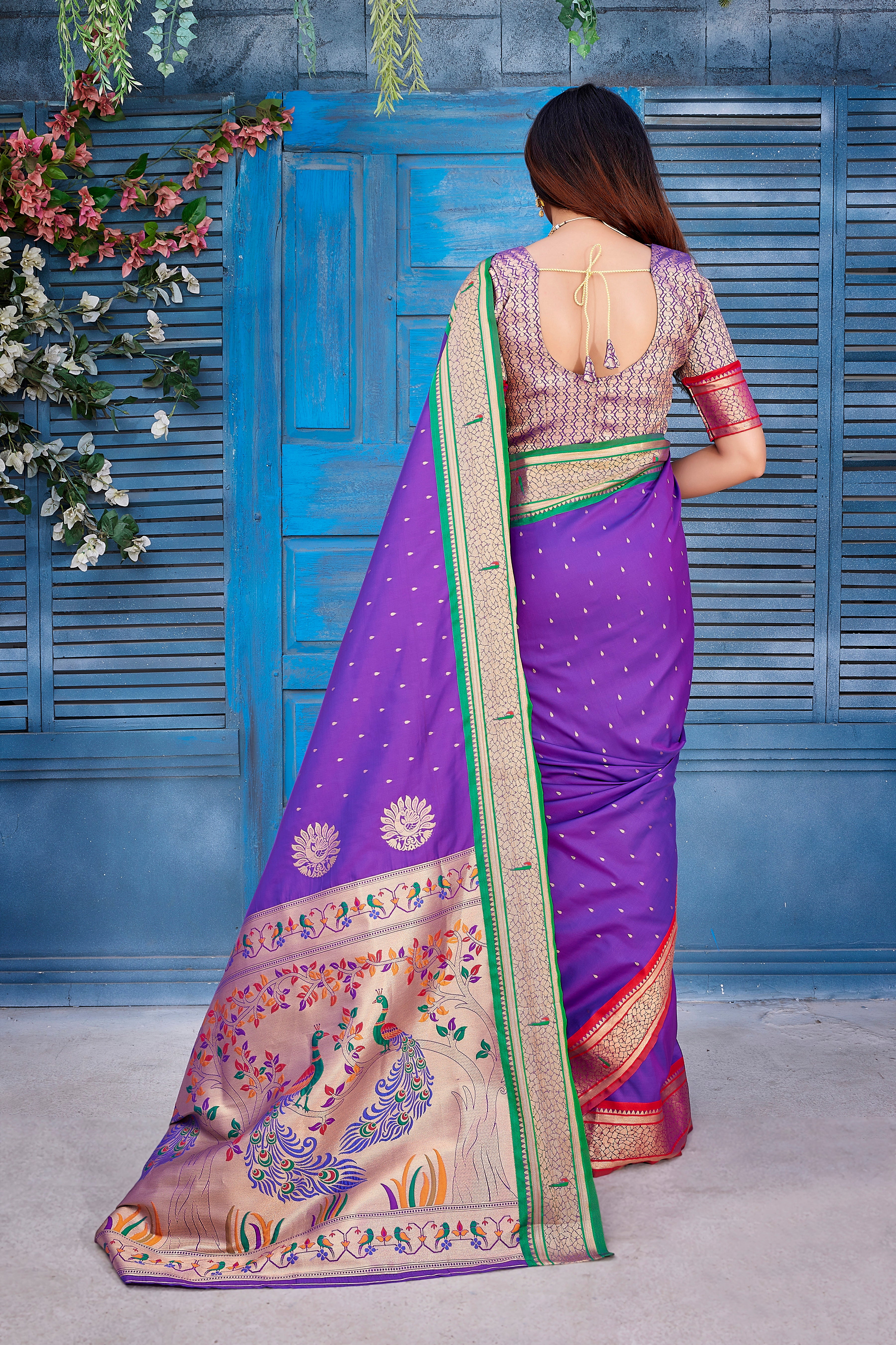 Paithani Silk Purple Color Latest Design Saree