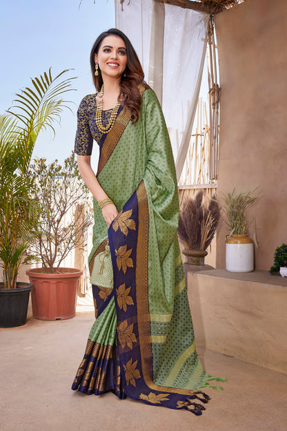 Beautiful  Crafted  Aura Silk Saree