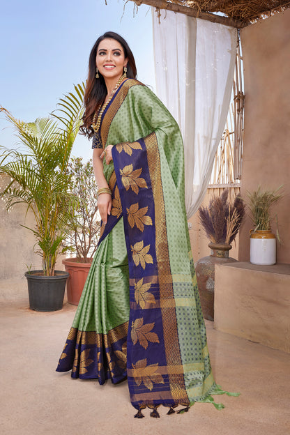 Beautiful  Crafted  Aura Silk Saree