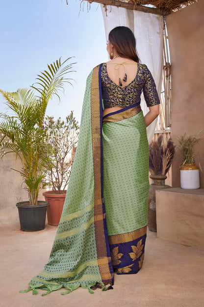 Beautiful  Crafted  Aura Silk Saree