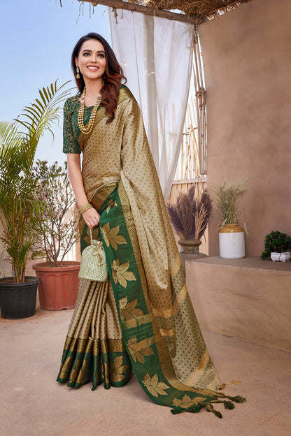 Gold Color Designer Aura Silk Saree