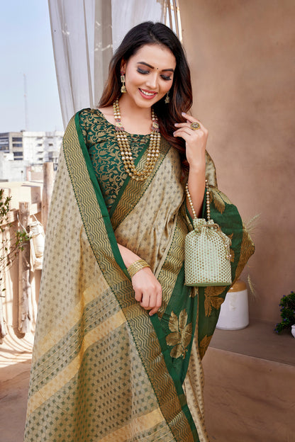 Gold Color Designer Aura Silk Saree