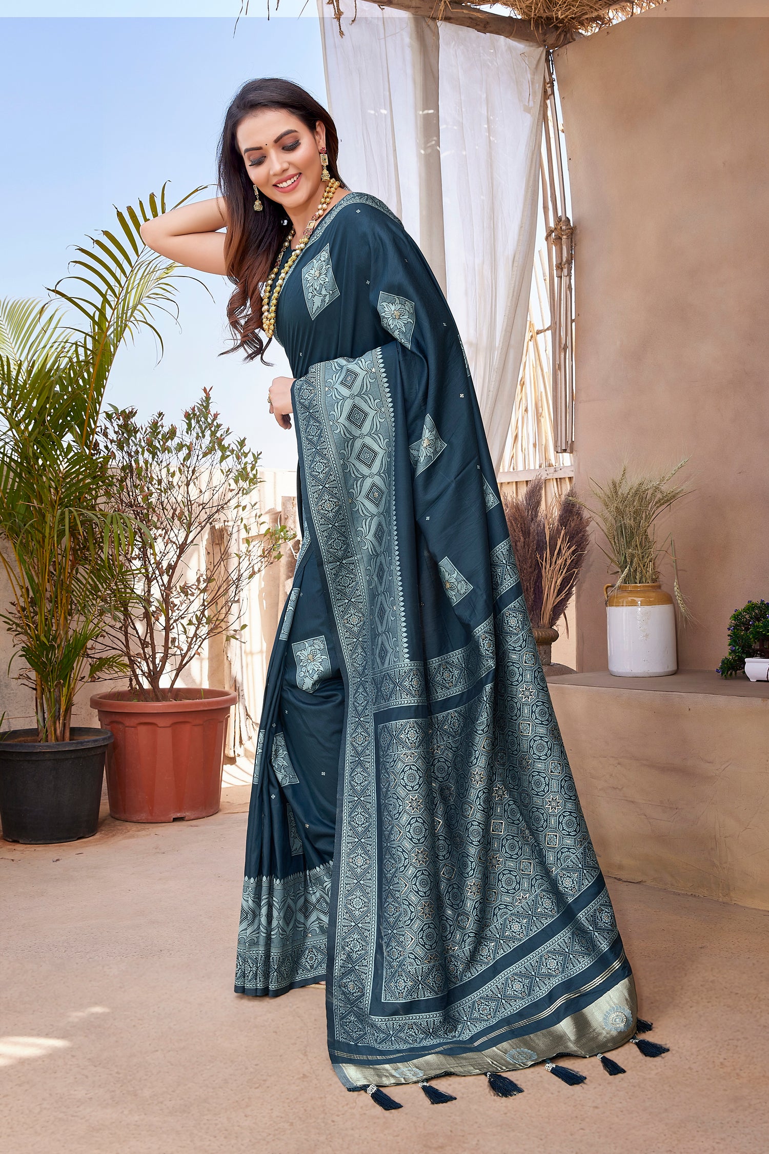 Paithani Silk Blue Color Fancy Saree