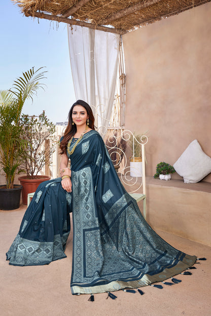 Paithani Silk Blue Color Fancy Saree