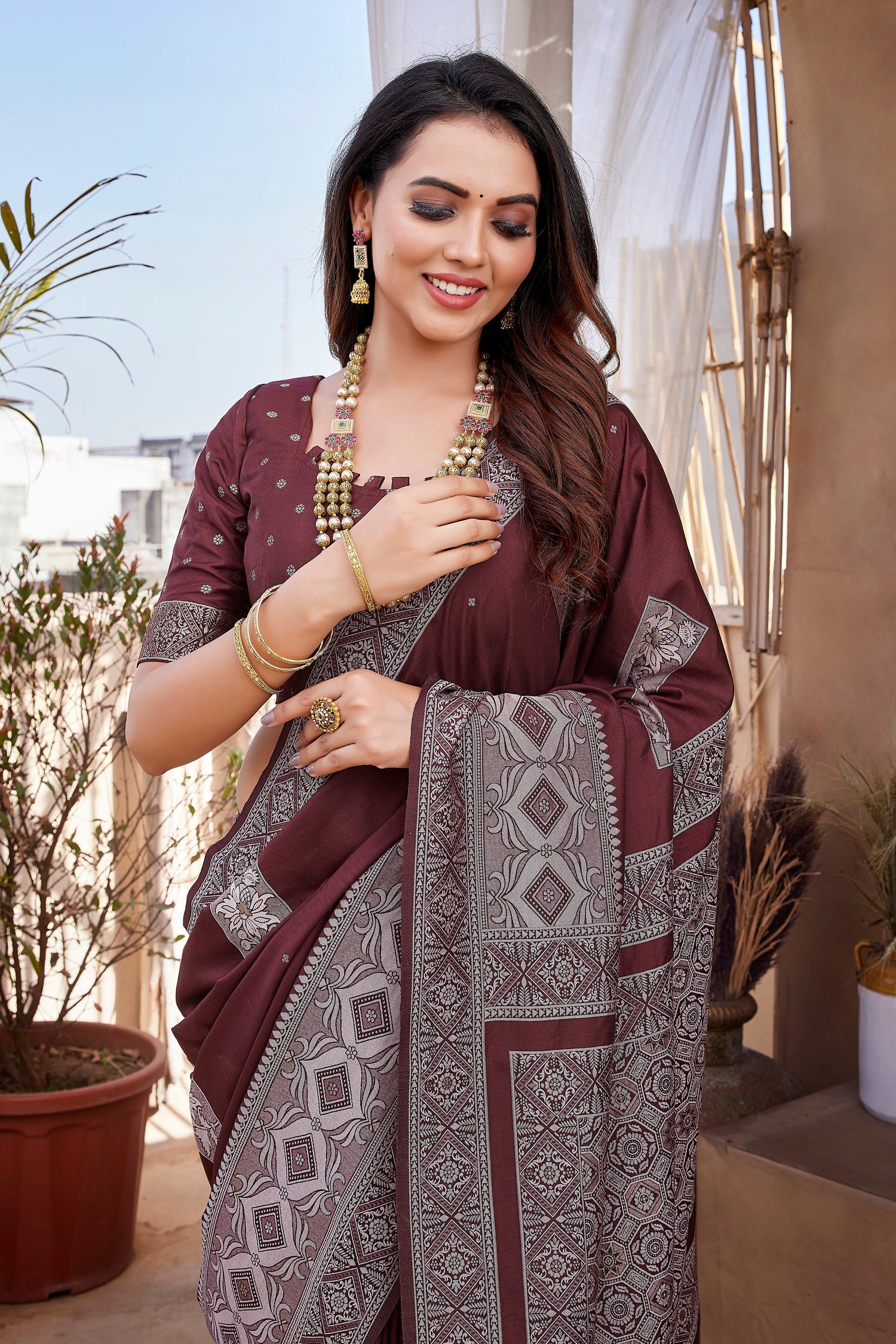 Maroon Paithani Silk Heavy Design Saree