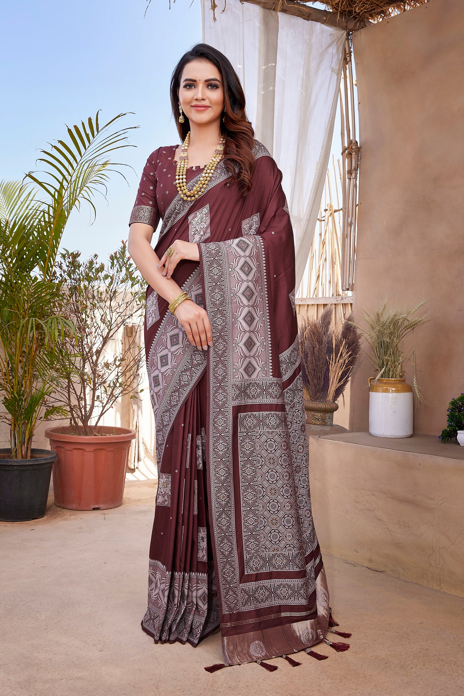 Maroon Paithani Silk Heavy Design Saree