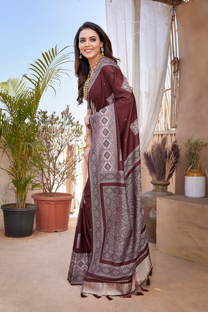 Maroon Paithani Silk Heavy Design Saree