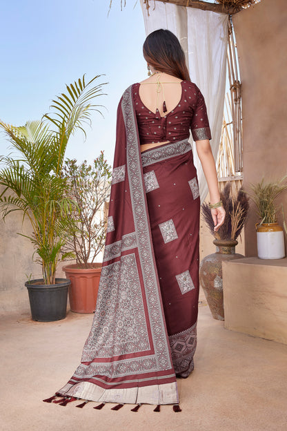 Maroon Paithani Silk Heavy Design Saree