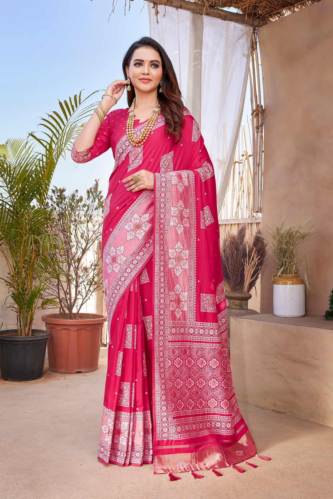 Paithani Silk Latest Design Pink Saree