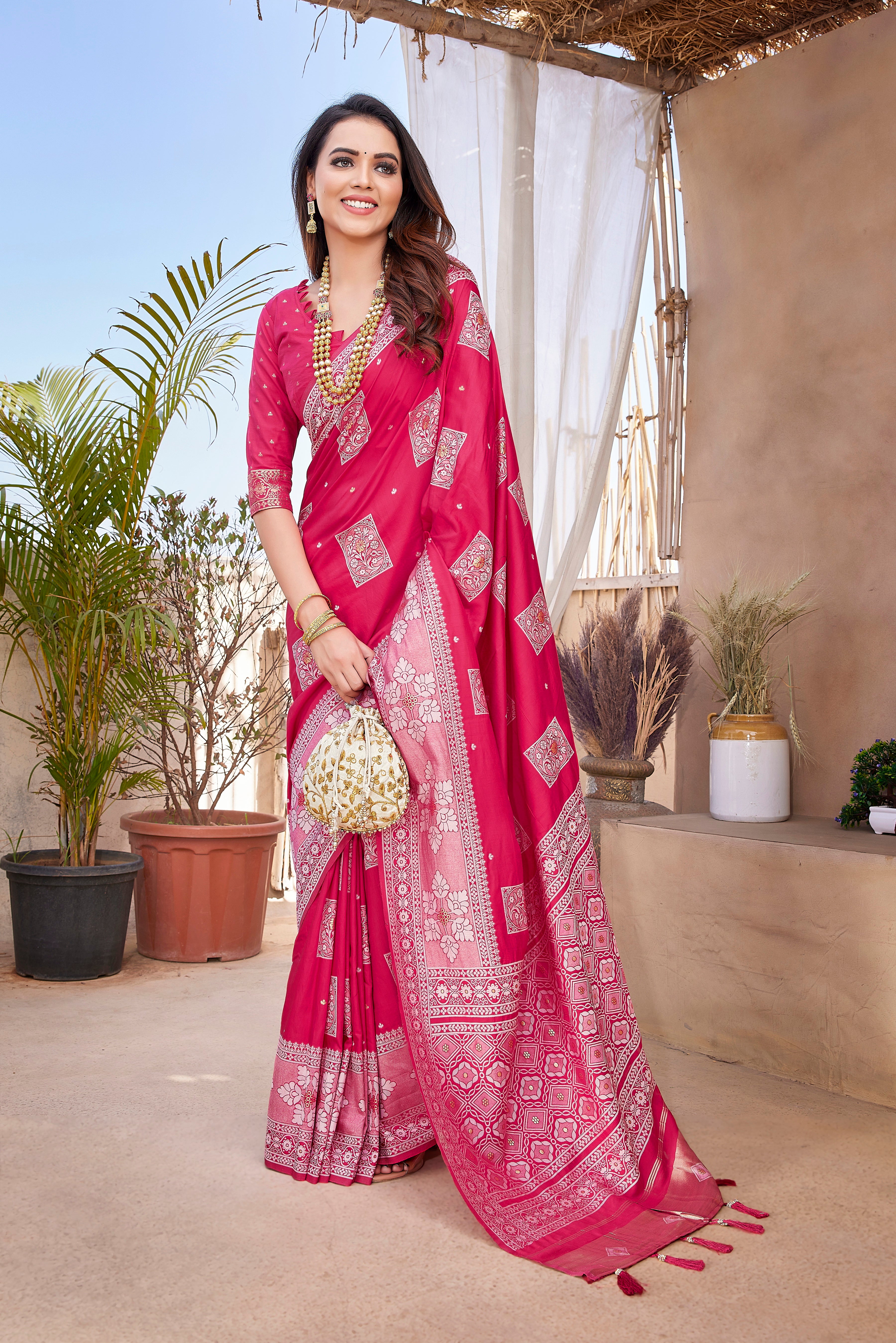 Paithani Silk Latest Design Pink Saree