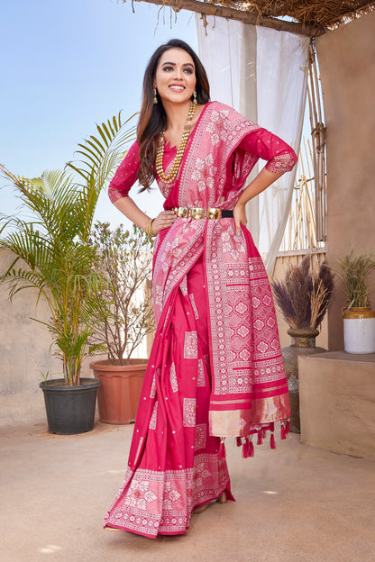 Paithani Silk Latest Design Pink Saree