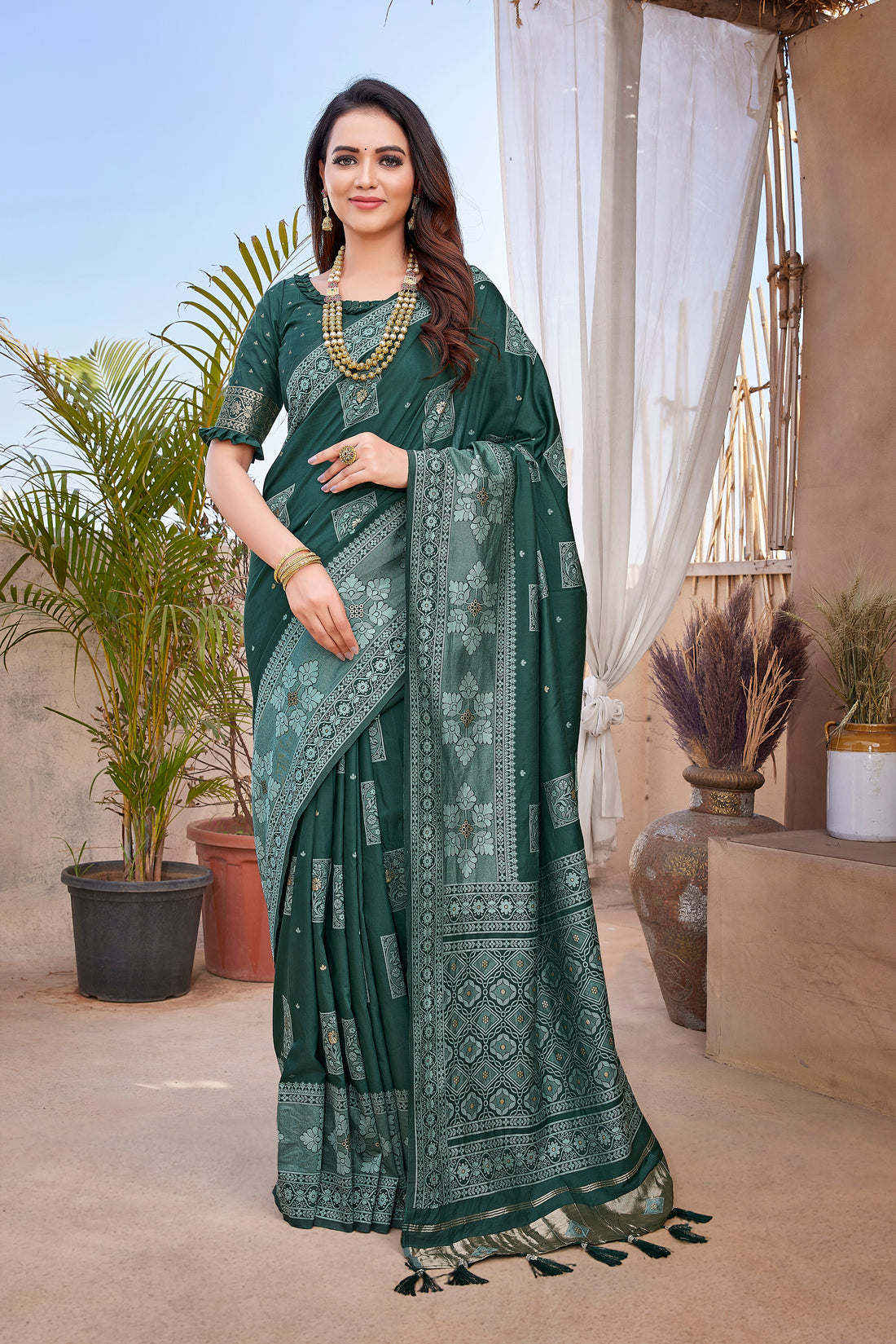 Green Color Latest Design Paithani Silk Saree