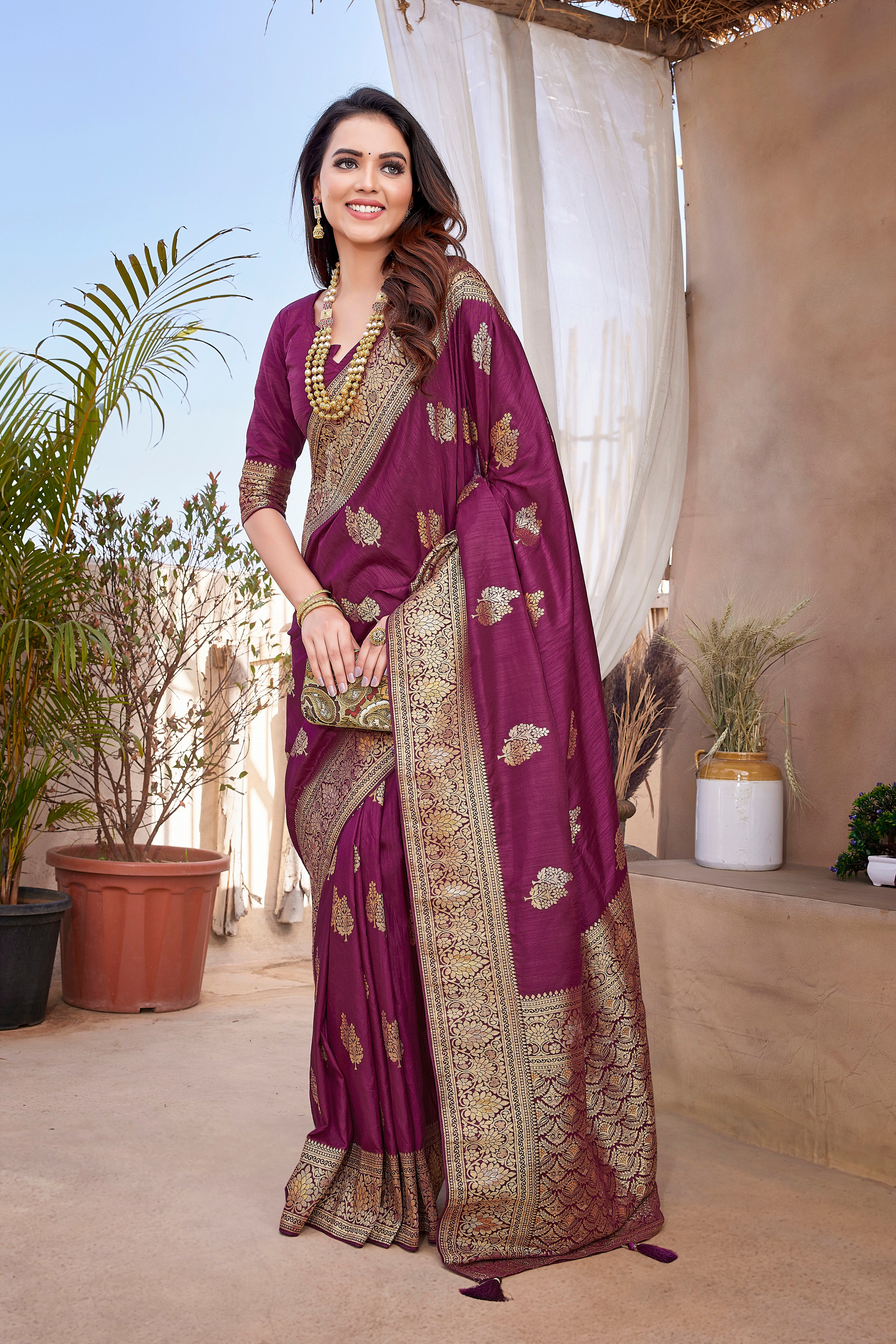 Purple Designer Paithani Silk Saree