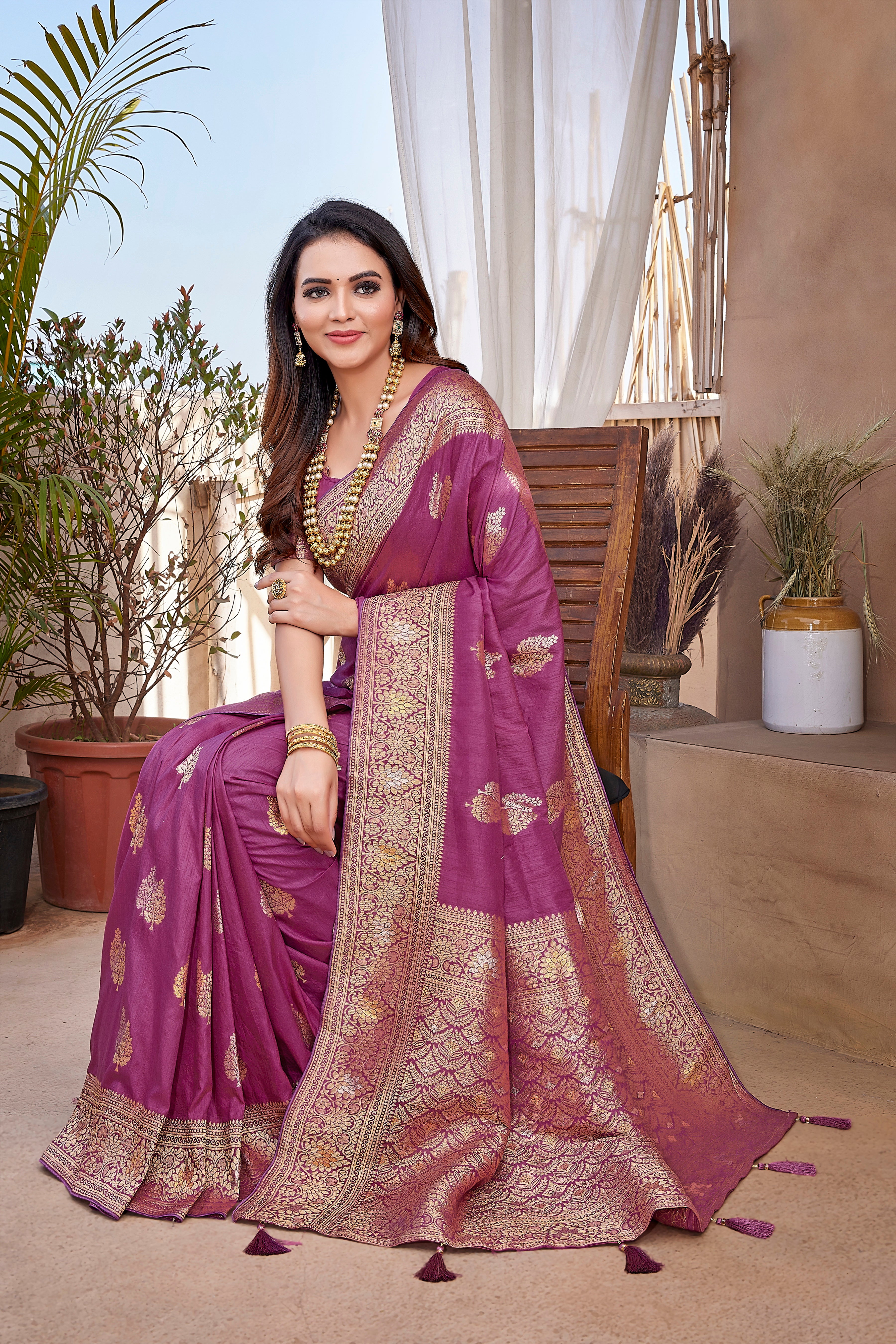 Paithani Silk Designer Purple Color Saree