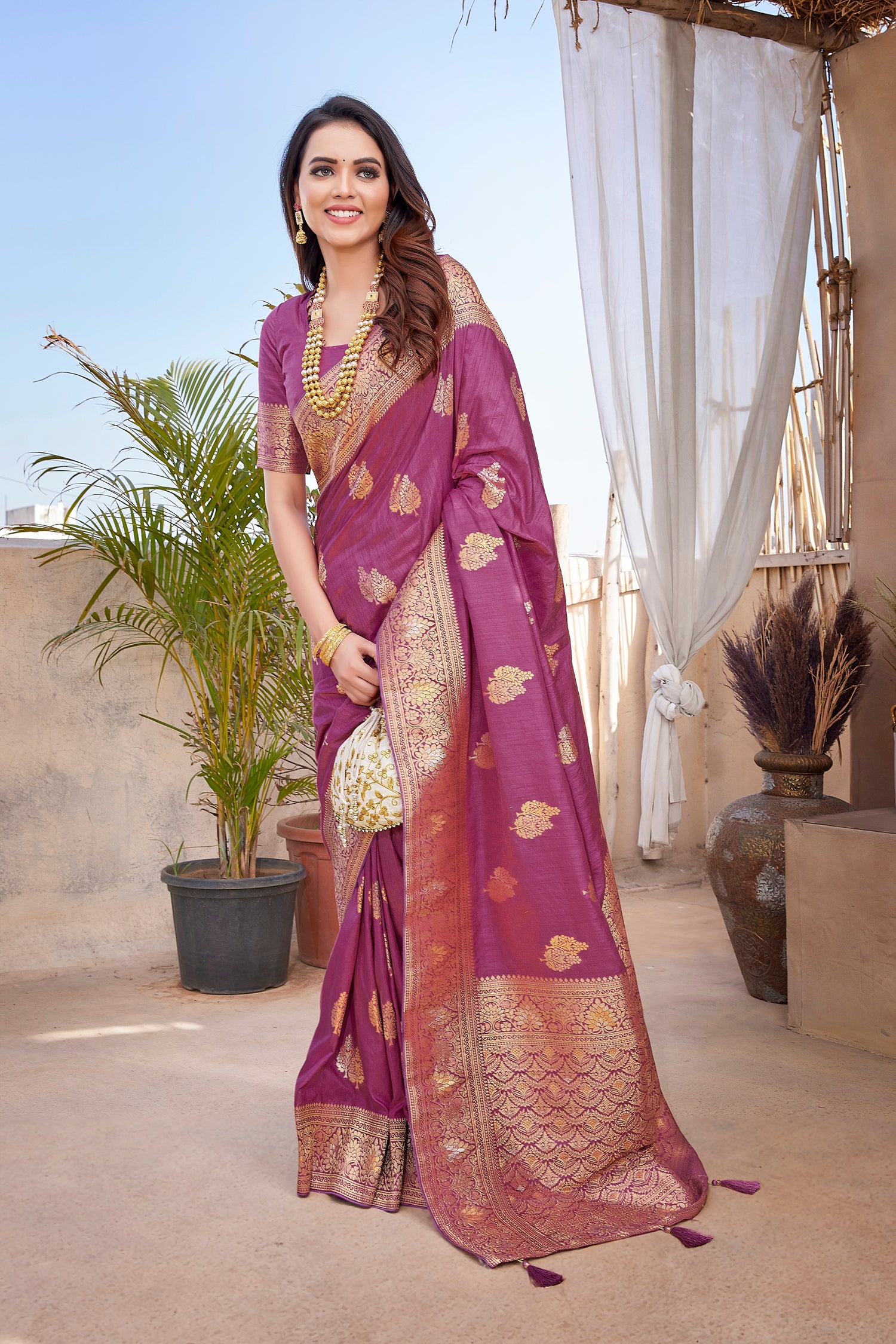 Paithani Silk Designer Purple Color Saree