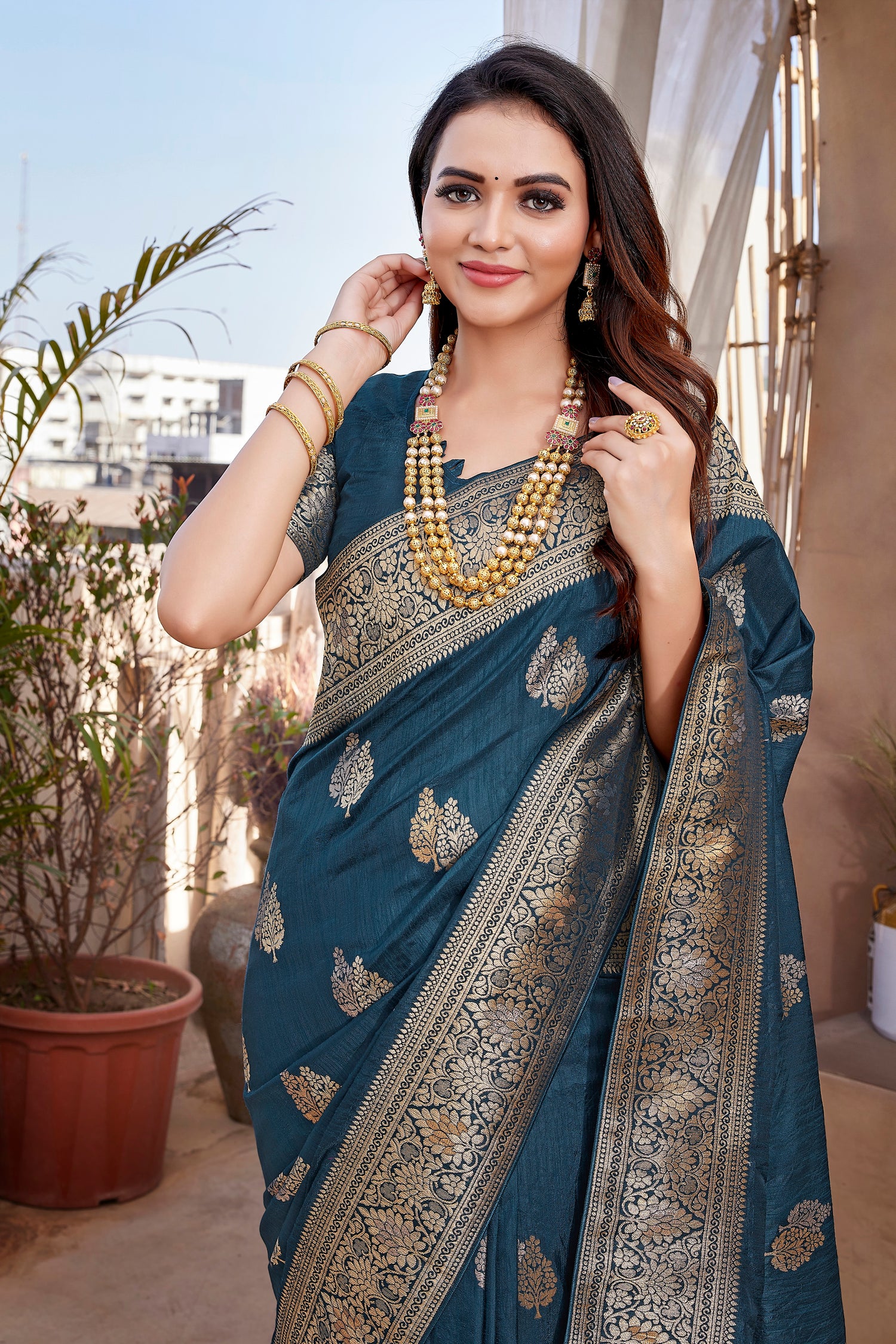 Blue Color Party Wear Paithani Silk Saree