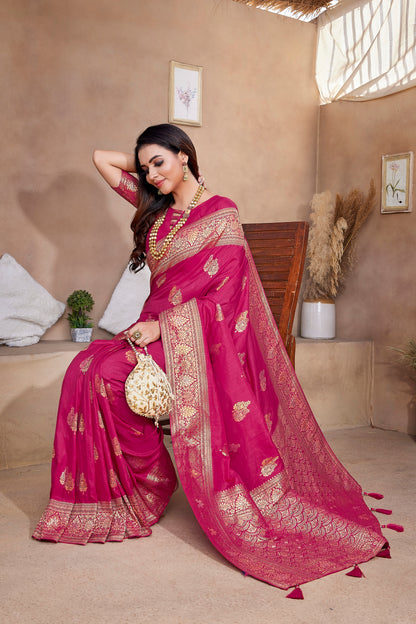 Elegance Paithani Silk Pink Color Saree