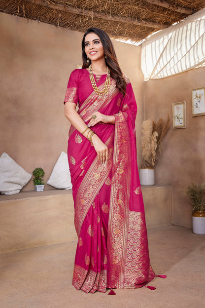 Elegance Paithani Silk Pink Color Saree