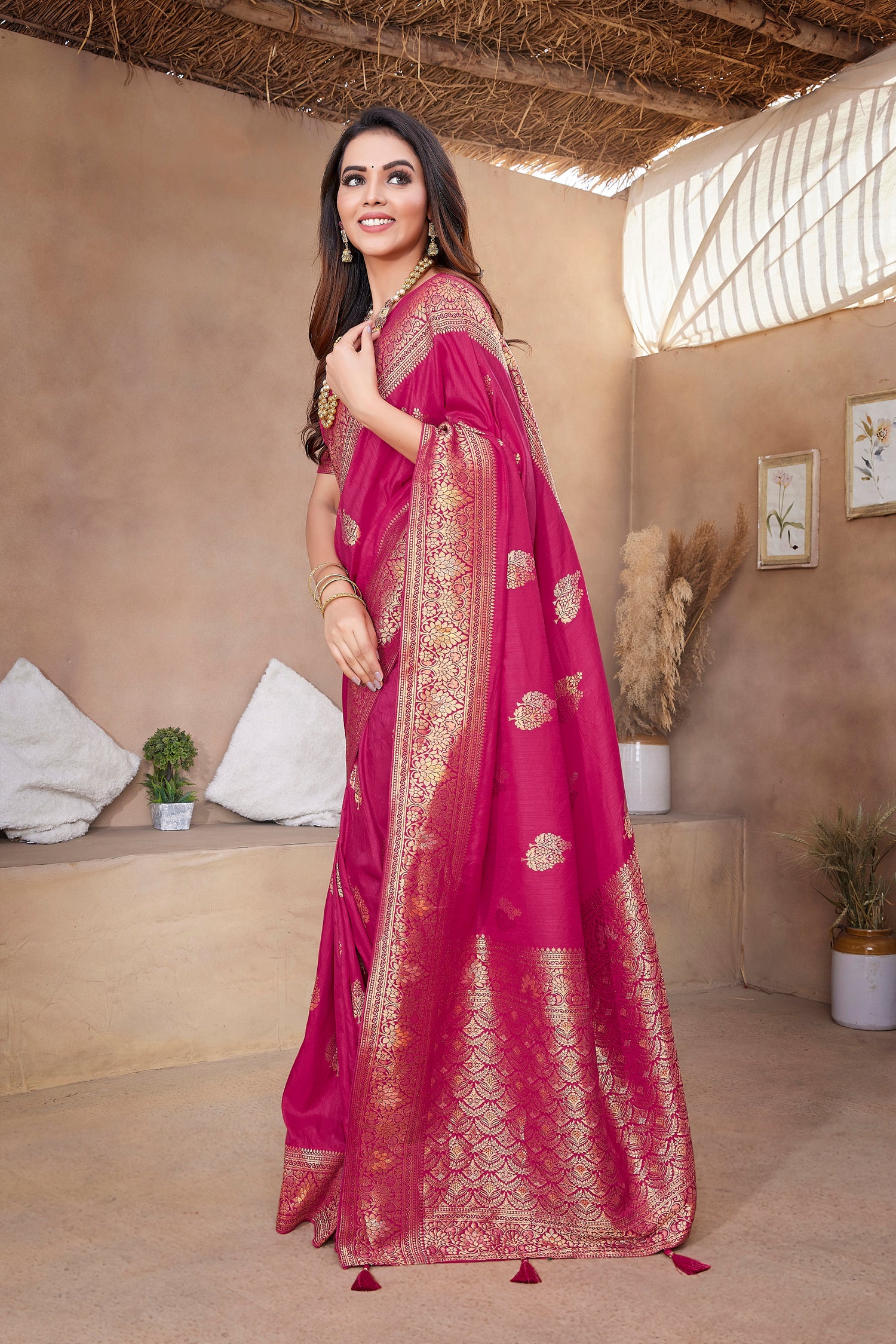 Elegance Paithani Silk Pink Color Saree