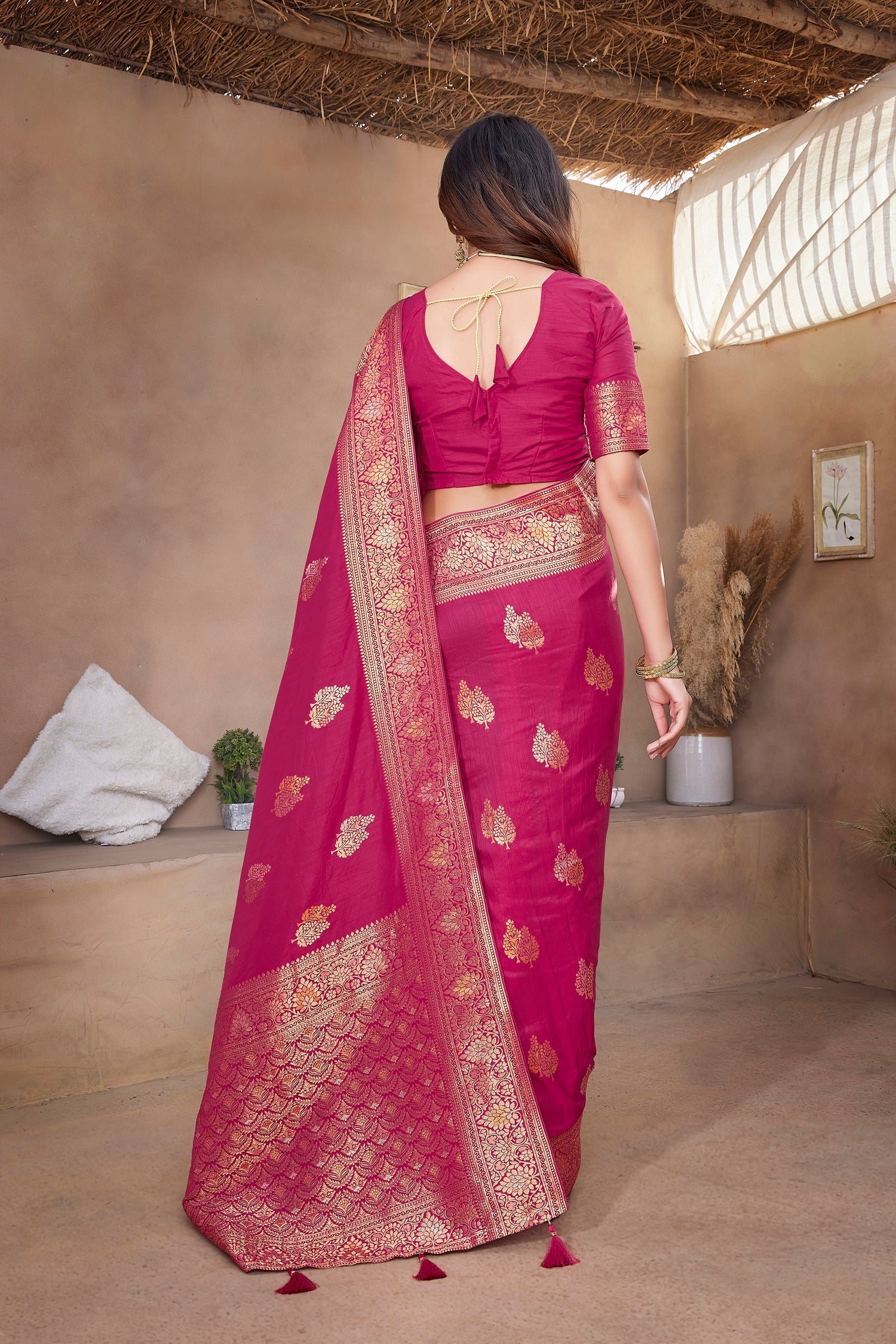 Elegance Paithani Silk Pink Color Saree