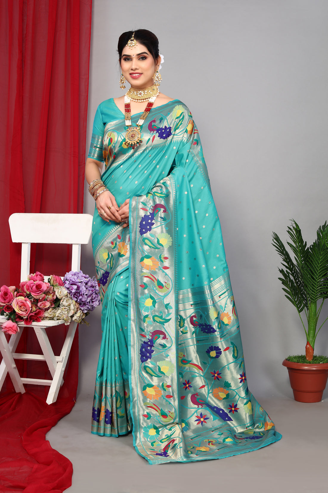 Luxurious Paithani Silk Blue Saree