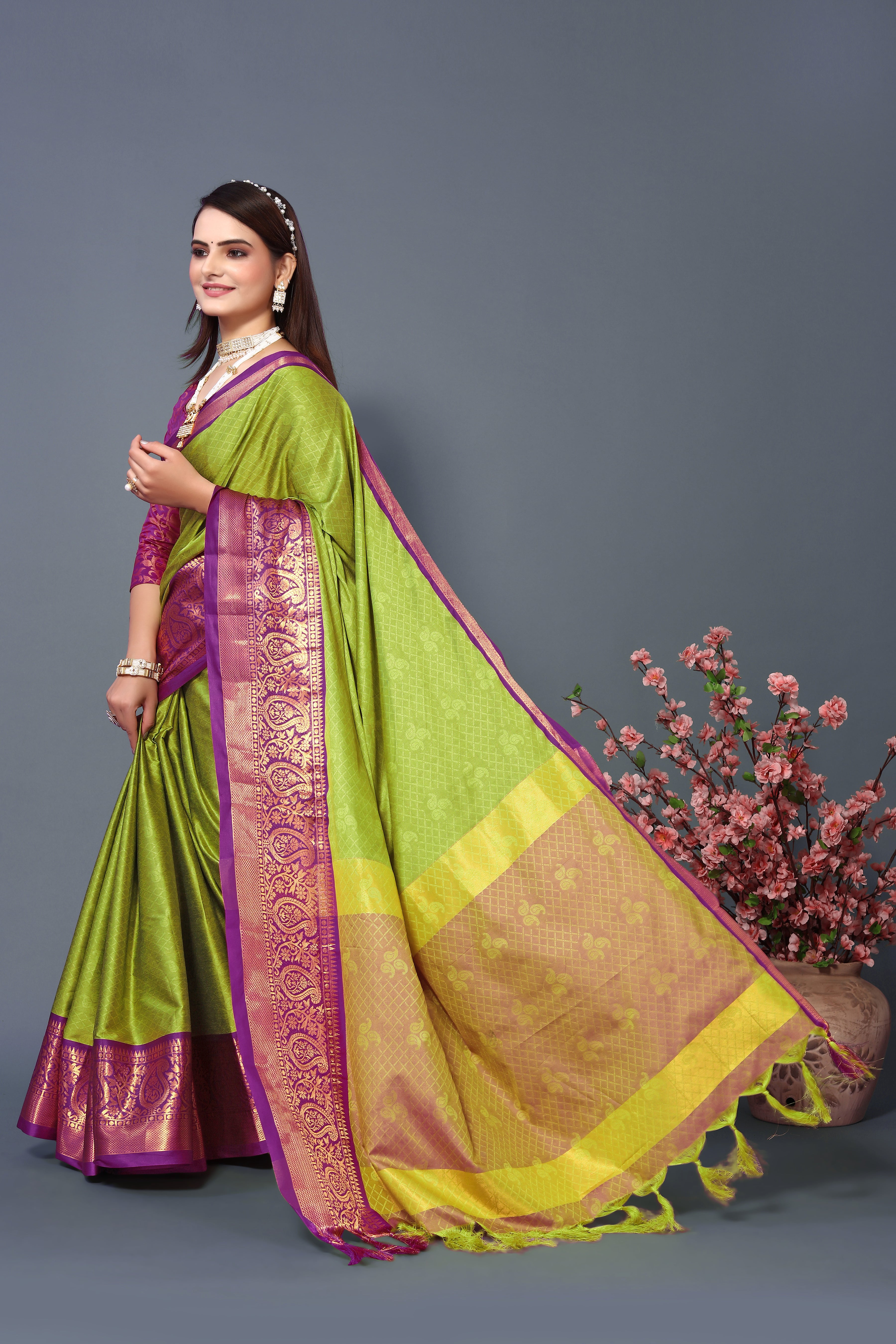 Rubina Silk Designer Green Color Saree