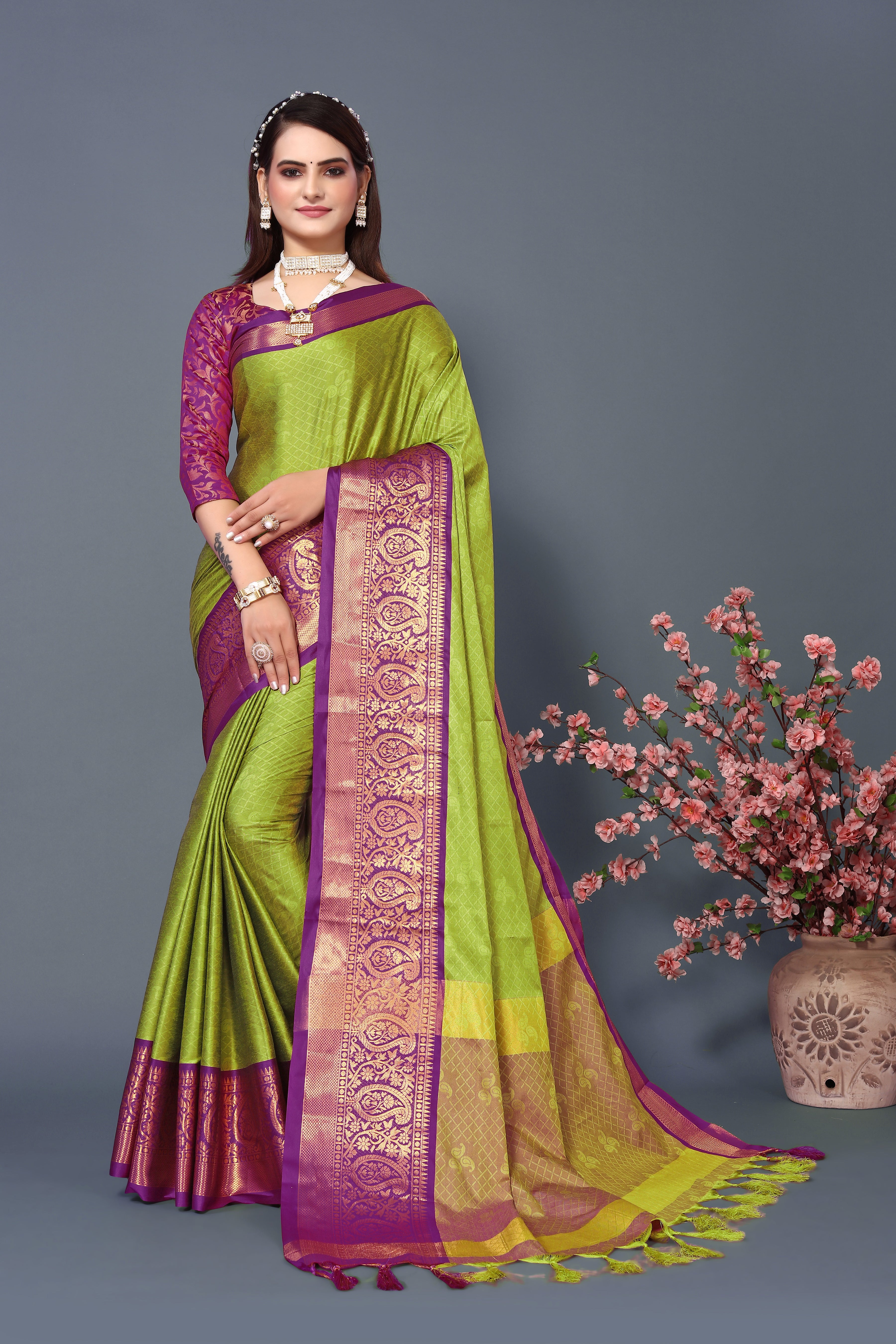 Rubina Silk Designer Green Color Saree