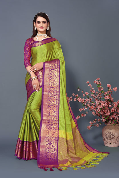 Rubina Silk Designer Green Color Saree