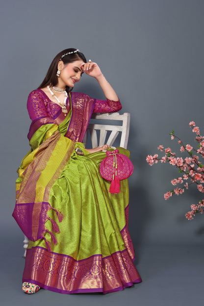 Rubina Silk Designer Green Color Saree