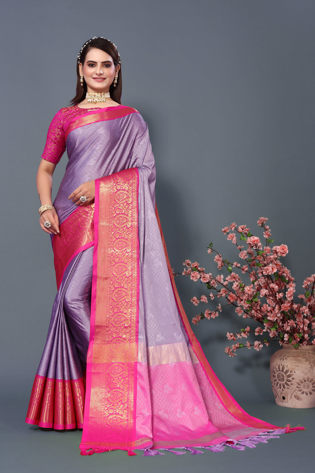 Pure Rubina Silk Latest Purple Saree