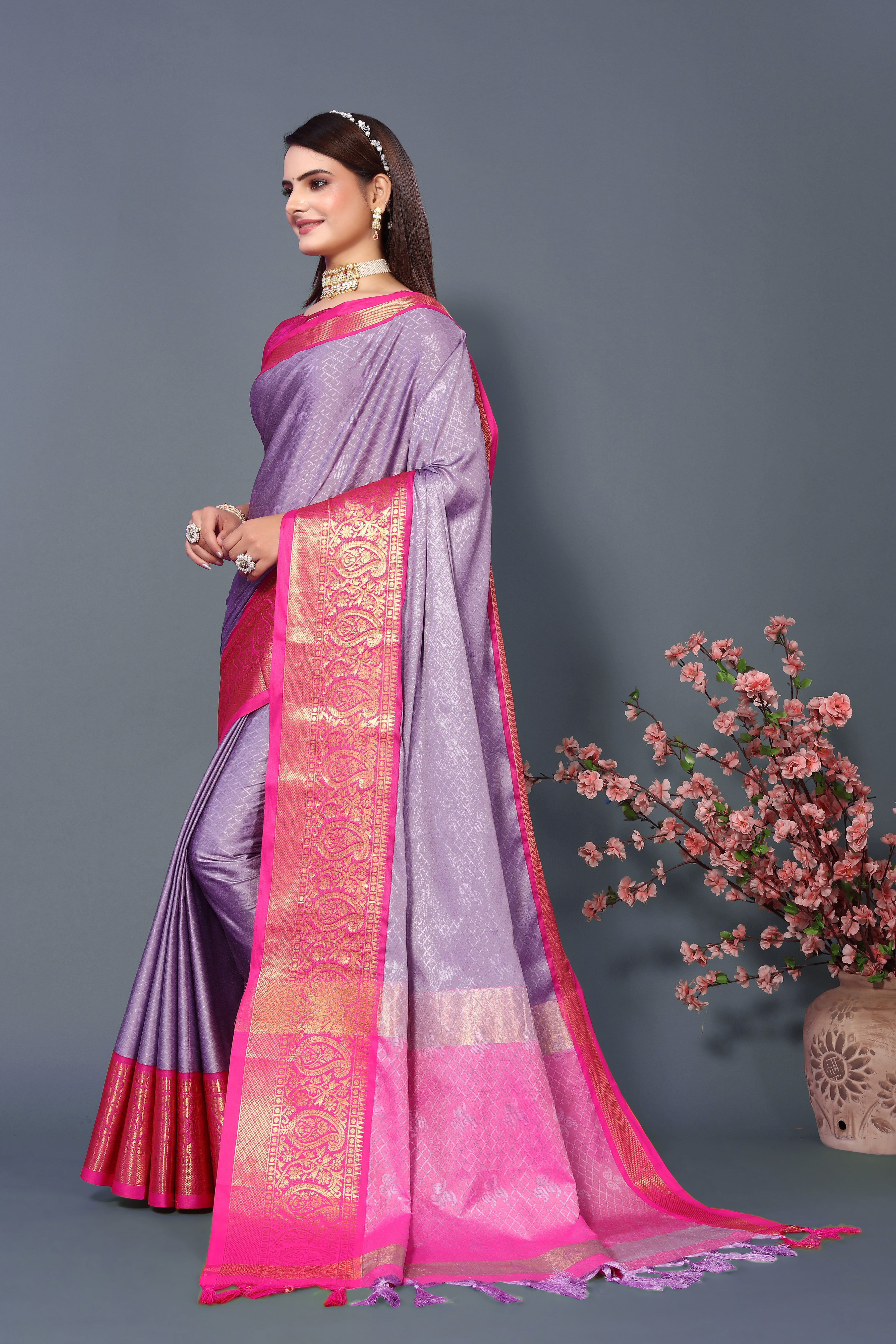 Pure Rubina Silk Latest Purple Saree