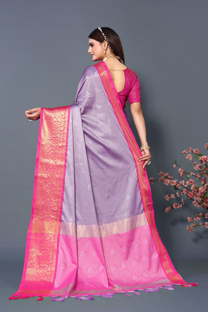 Pure Rubina Silk Latest Purple Saree